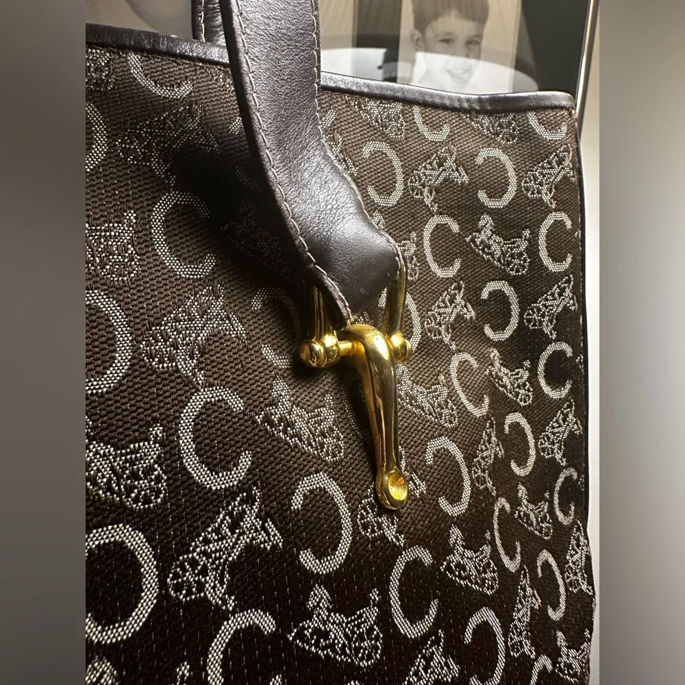 Celine Brown Canvas & Leather C Carriage Tote - Picture 3 of 15